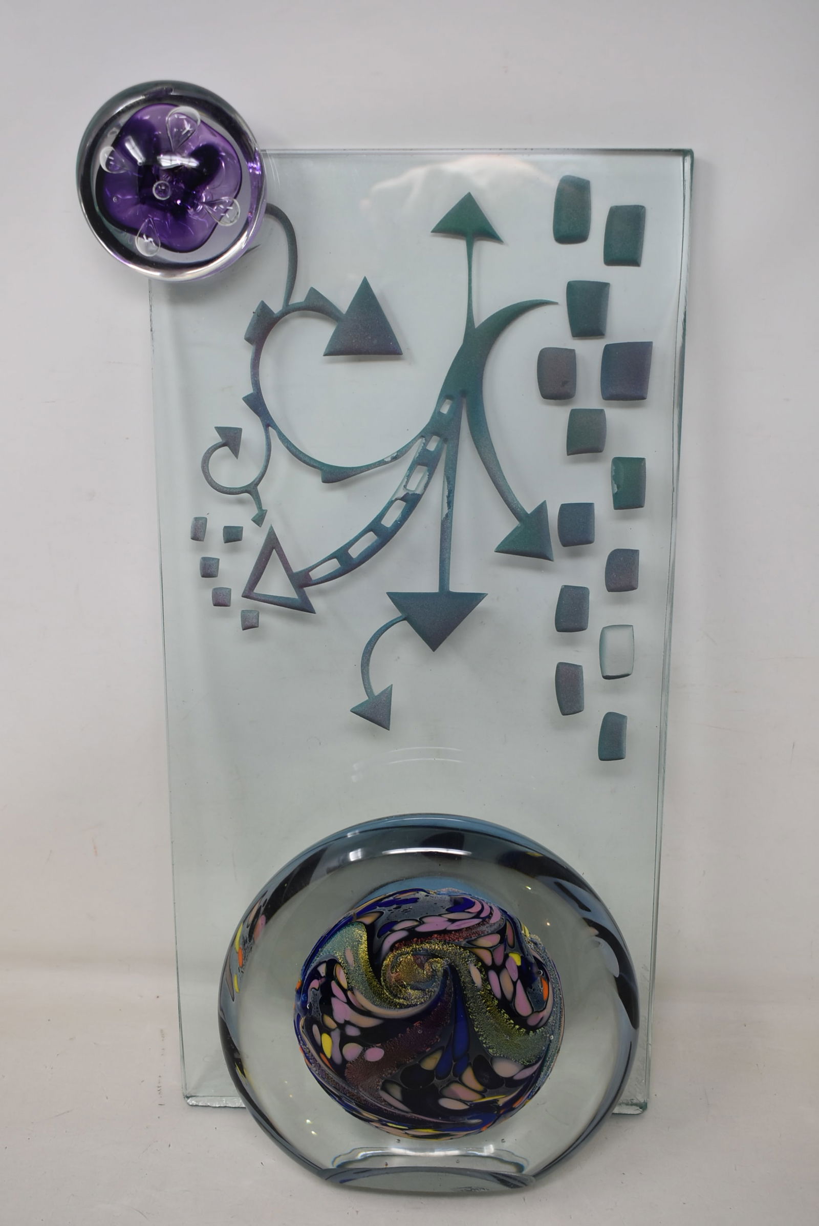Large Abstract Art Glass Sculpture "Purple Moon" Rollin Karg (1 of 9)