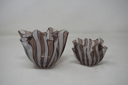 2 Pieces of Venini Murano Flavio Bianconi Art Glass