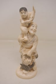 Japanese Bone Carving Father & Son Fishing