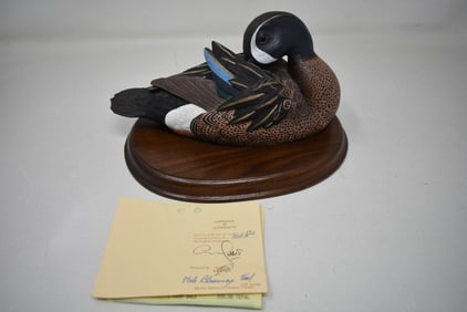 Christopher Gosset Sculpture Male Blue Wing Teal Duck COA
