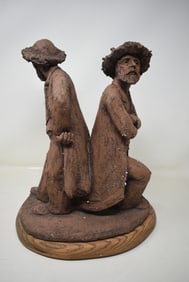 Large Arlene Siegel Sculpture 16" 2 Men Back to Back