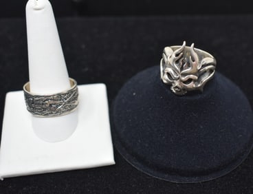 2 WTS Sterling Silver Skull Rings