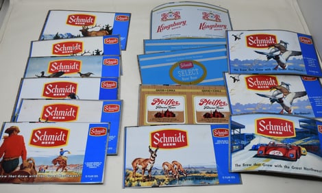 Lot of 14 Unrolled Beer Cans Schmidt Kingsbury Pfieffer