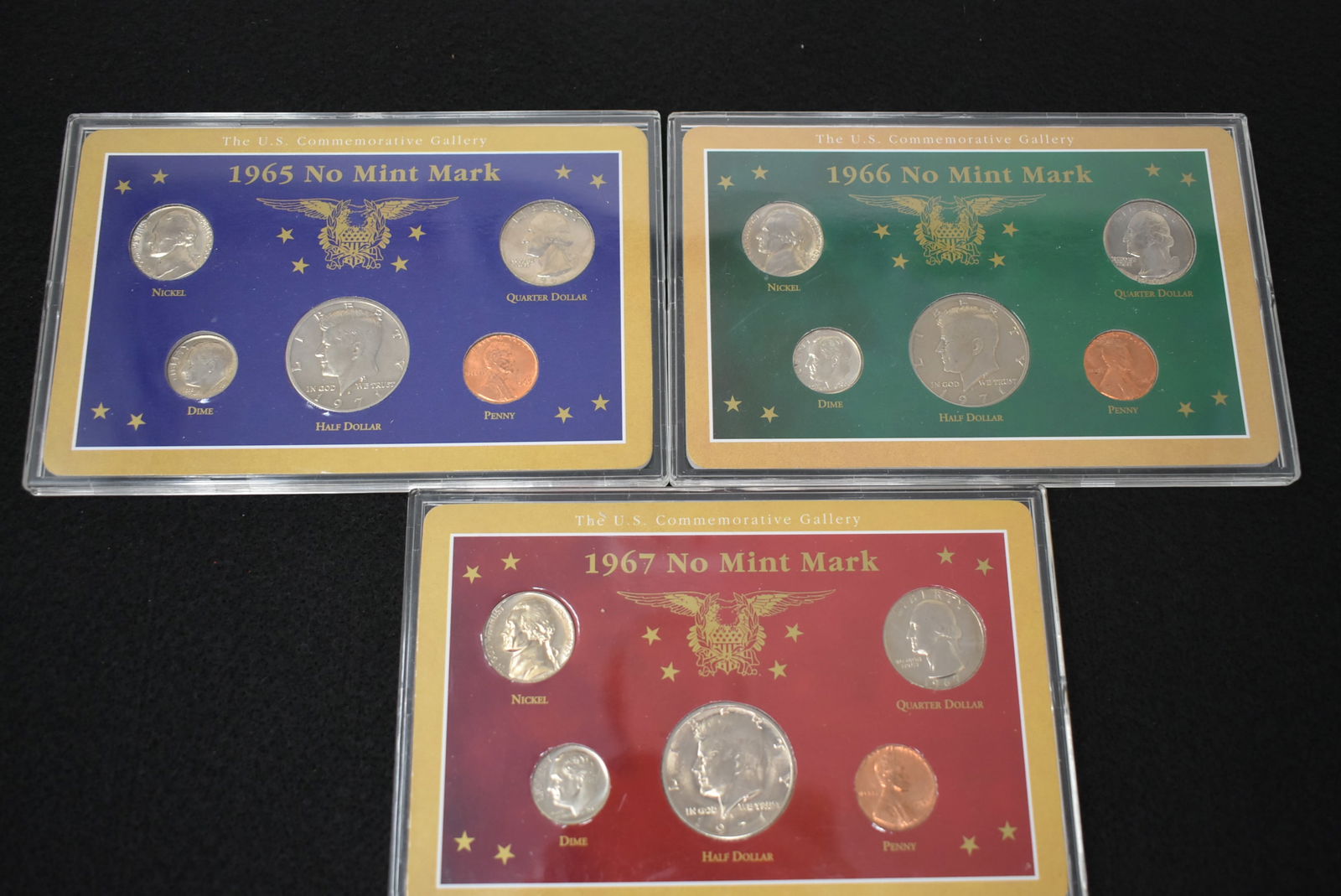 1965, 1966 & 1967 No Mint Mark Coin Sets: 1965, 1966 & 1967 No Mint Mark Coin Sets. As shown