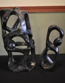 2 Large African Soapstone Carvings