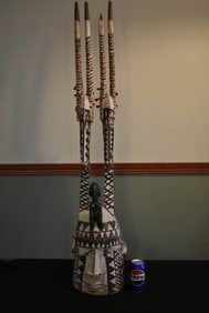 LARGE African Tribal Mask Headpiece Giraffe 47"