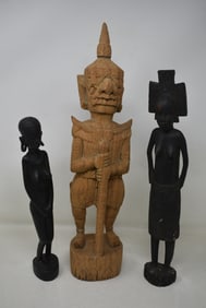 Lot of 3 Wood Carvings Modern