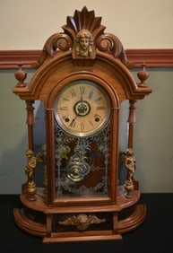 Beautiful Antique Ansonia Victorian Mahogany Mantle Clock
