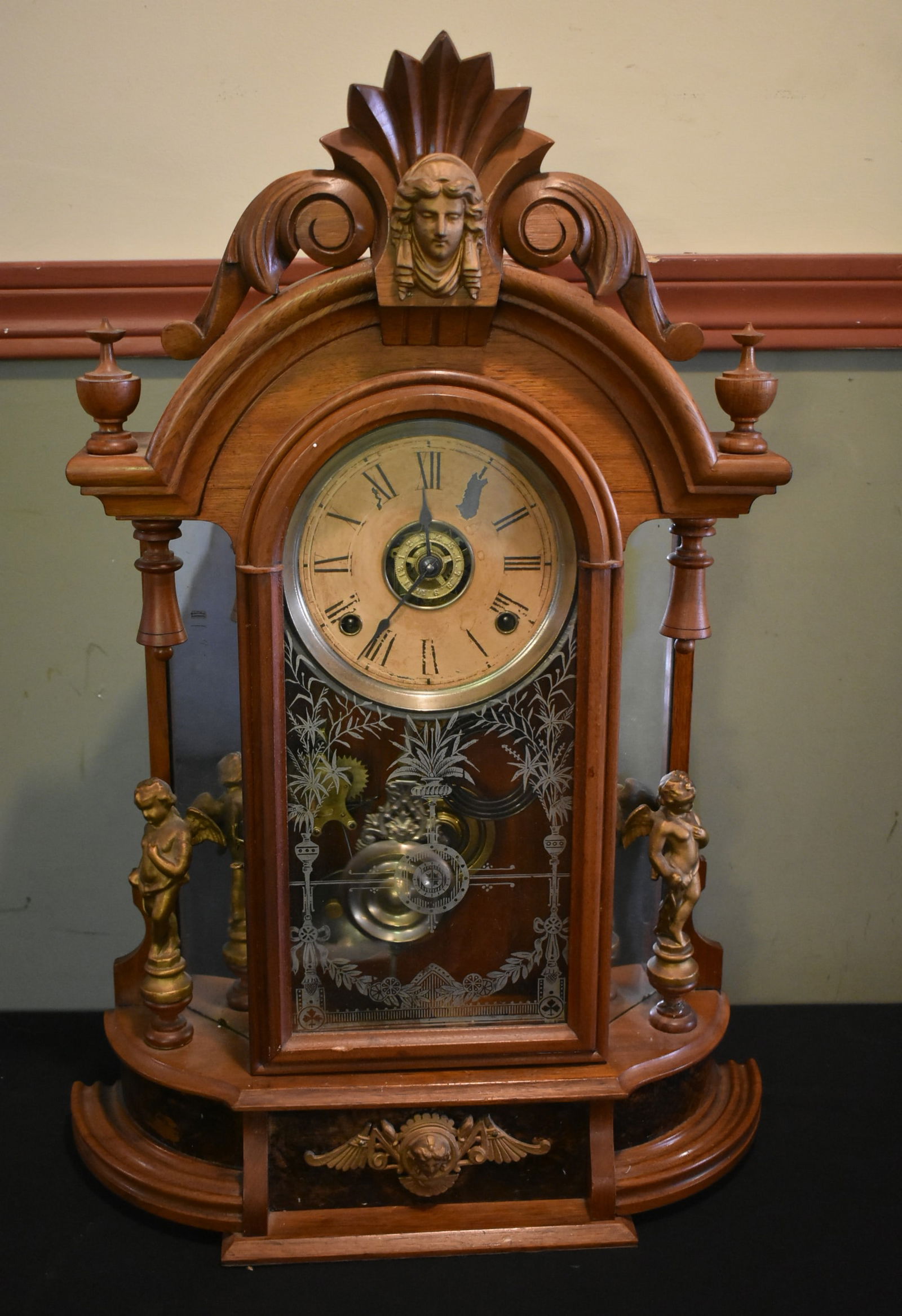 Beautiful Antique Ansonia Victorian Mahogany Mantle Clock (1 of 9)