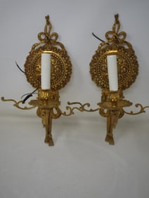 Pair of Metal Electric Candle Wall Sconces