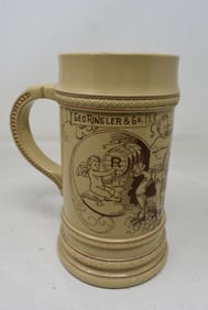 Rare Mettlach 1/2 liter Geo Ringler Brewery NY 1872-1920s Beer Stein Pre-Pro #280