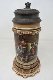 1/2 Liter Beer Stein with Pewter Lid and Music Box Base