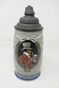 Mettlach Bavaria 1/2 Liter Beer Stein 3078 Man w HB Beer