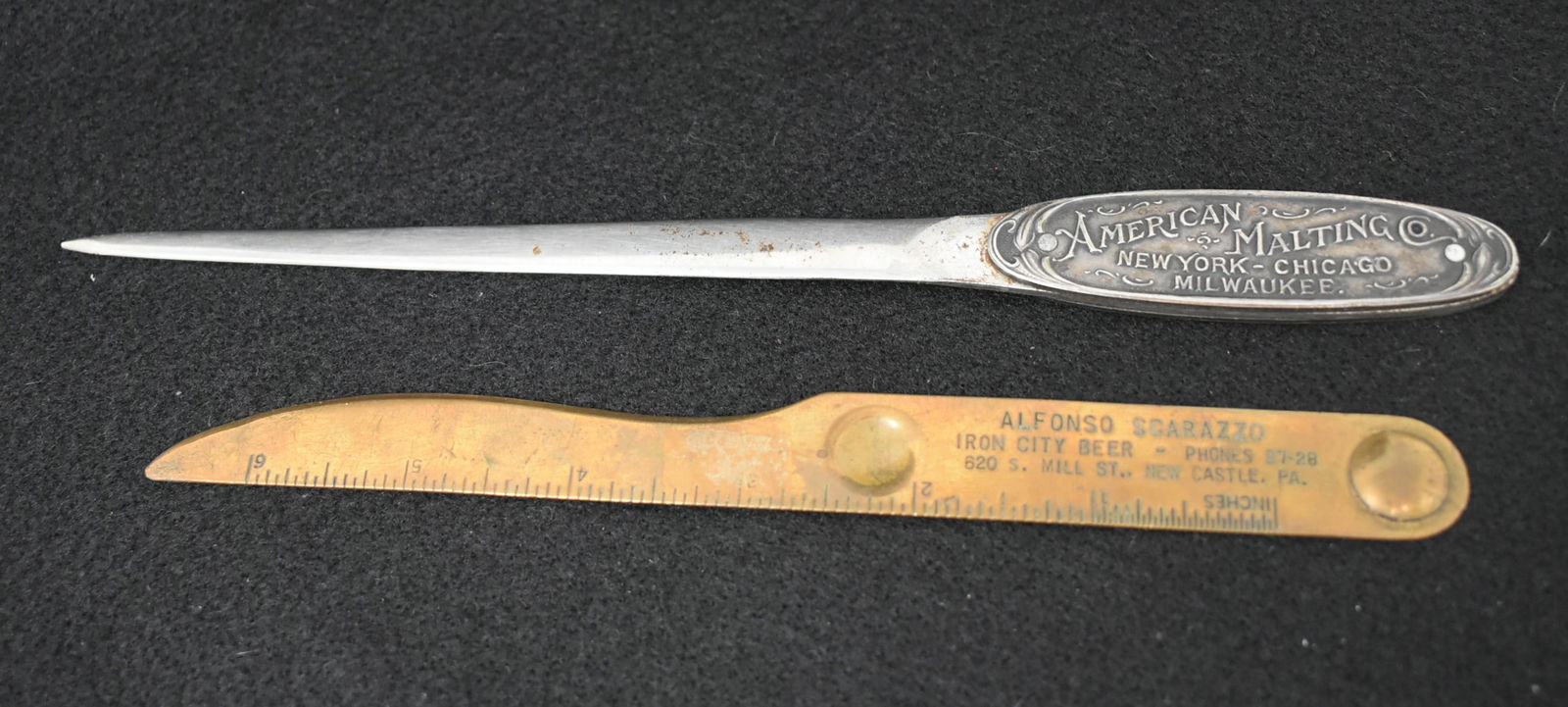 2 Vintage Brewery Letter Openers American Malting Co. and Iron City (1 of 3)