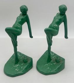Frankart by Sarsaparilla Famous "frog" Nude Nymph Women Art Deco Pair of Bookends