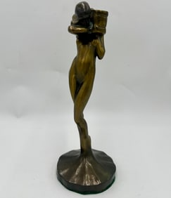 Art Deco Frankart Sarsaparilla  Nude Nymph Woman Candlestick