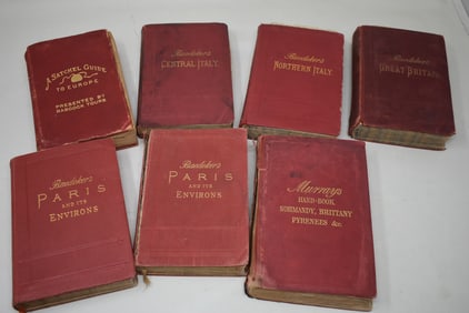 Group of 7 1800s & Early 1900 Travel Guides Books Baedeker's