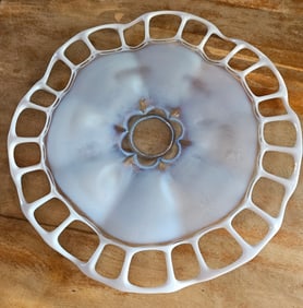 Blue 0palescent 15" Art Glass Platter