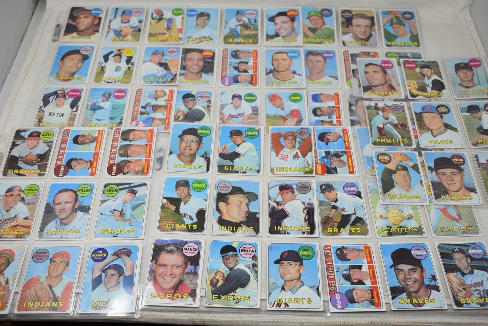 Group of 63 Topps 1969/1970 Baseball Cards: A group of 63 Topps 1969/1970 Baseball Cards, kept in plastic.