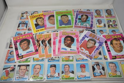 Group of 108 1965 Topps Baseball Cards plus 14 1965 Topps Football Pin Ups