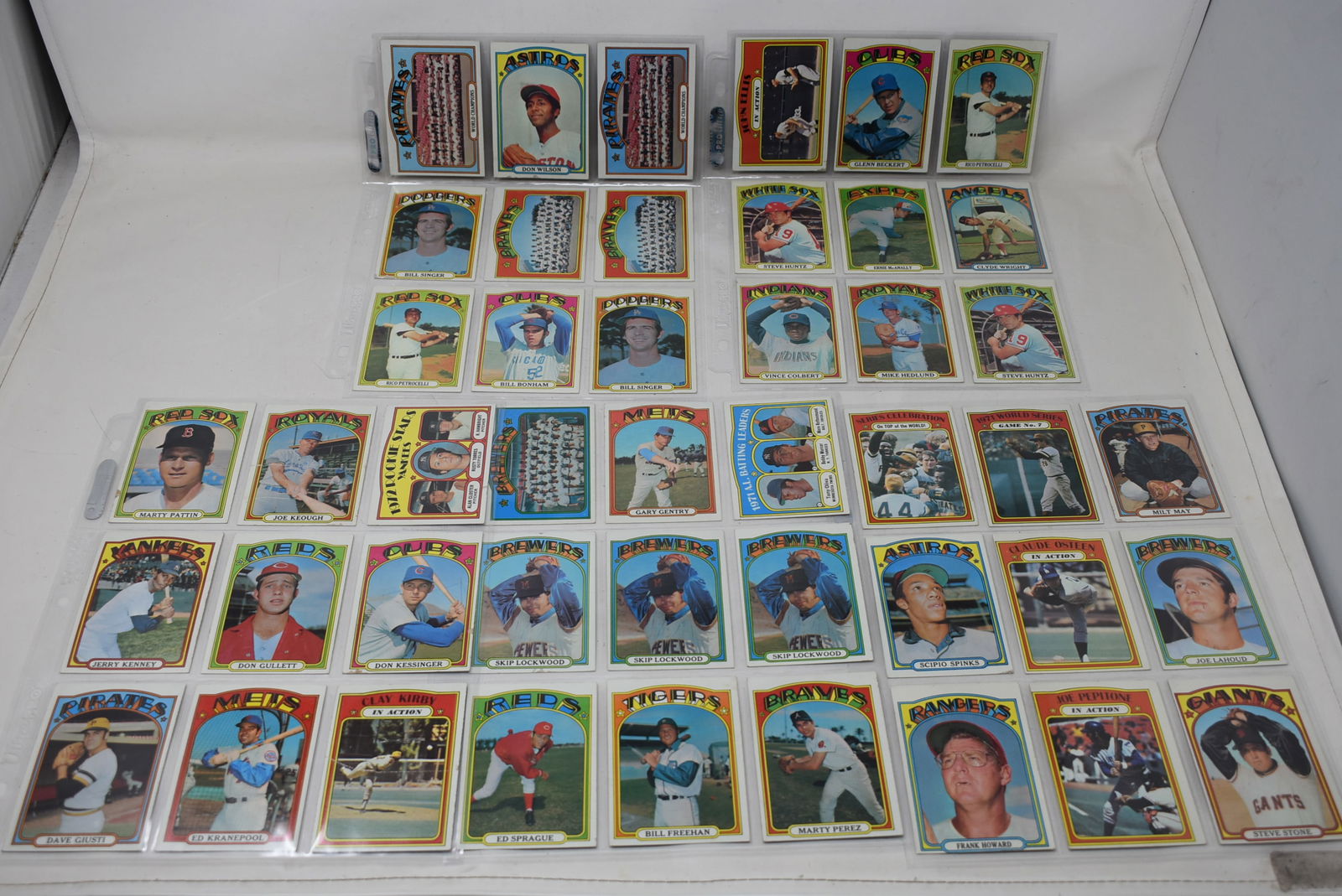 Group of 45 Topps 1972 Baseball Cards: A Group of 45 Topps 1972 Baseball Cards, kept in plastic.