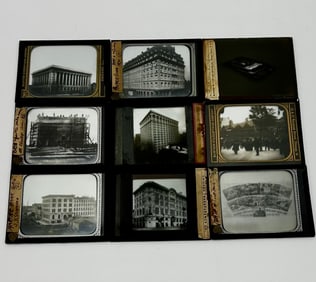9 Glass slides - Most are of the reconstruction after the Great Chicago Fire