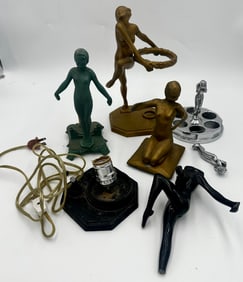 Lot of Art Deco Nude Lamp and Ashtray Parts and Pieces Including Frankart