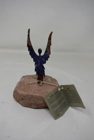 Robert Shields "Angel" Metal Sculpture on Stone Base
