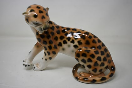 Royal Dux Porcelain 11" Leopard Figure