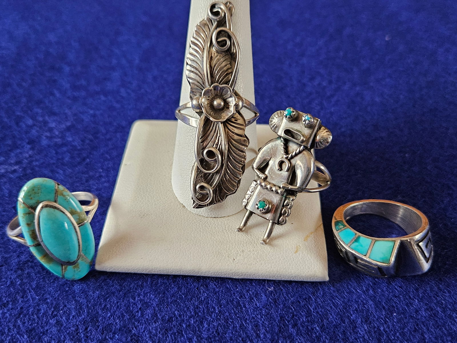 Lot of 4 Sterling Silver Turquoise Rings (1 of 6)