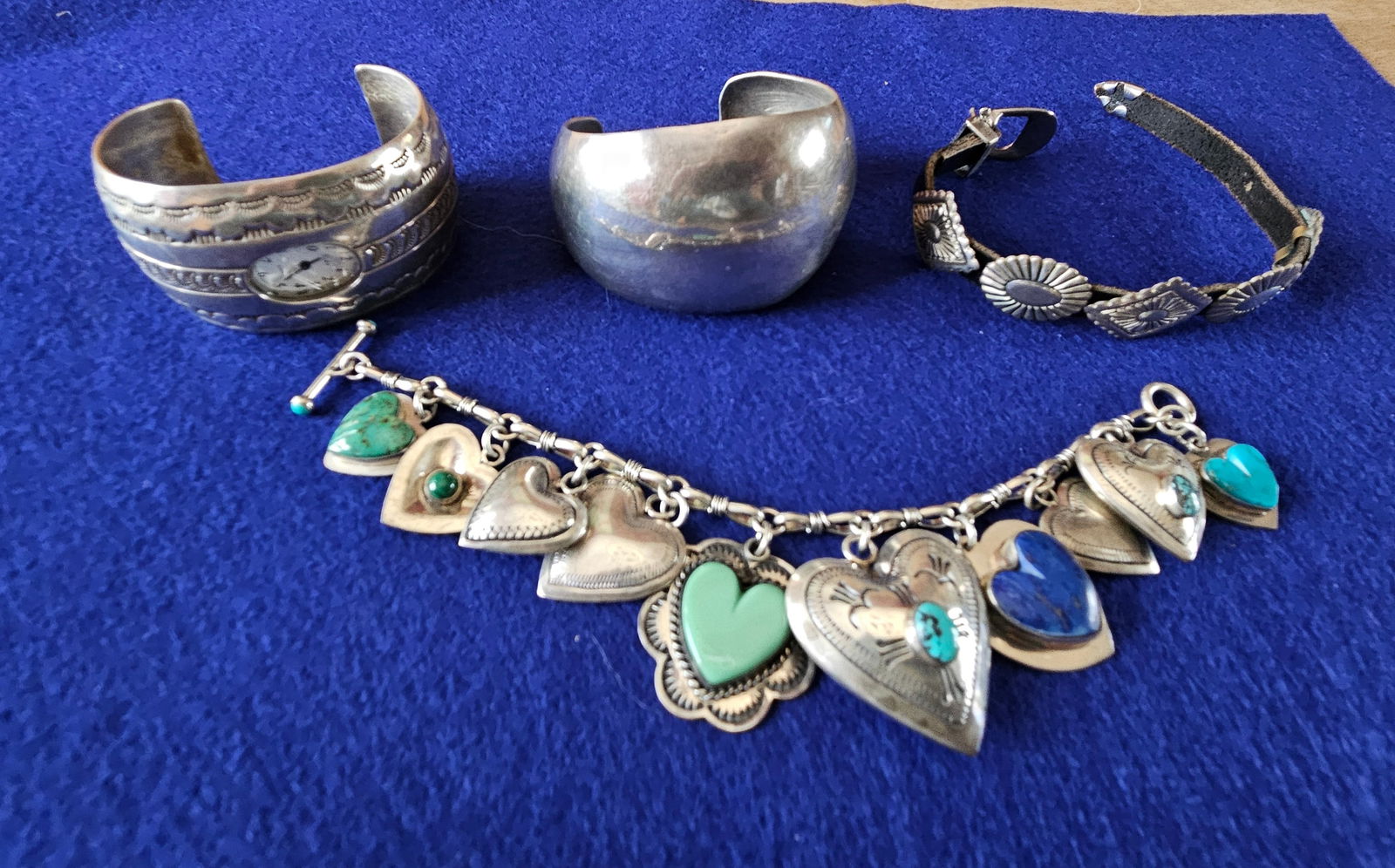 Lot of 4 Sterling Silver Bracelets: A group of 4 sterling silver bracelets. All are in excellent condition.