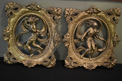 Pair of Art Nouveau Wall Plaques