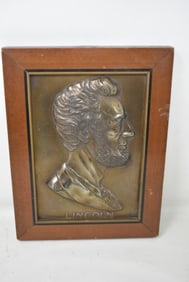 Metal Relief Abe Lincoln Bust Framed