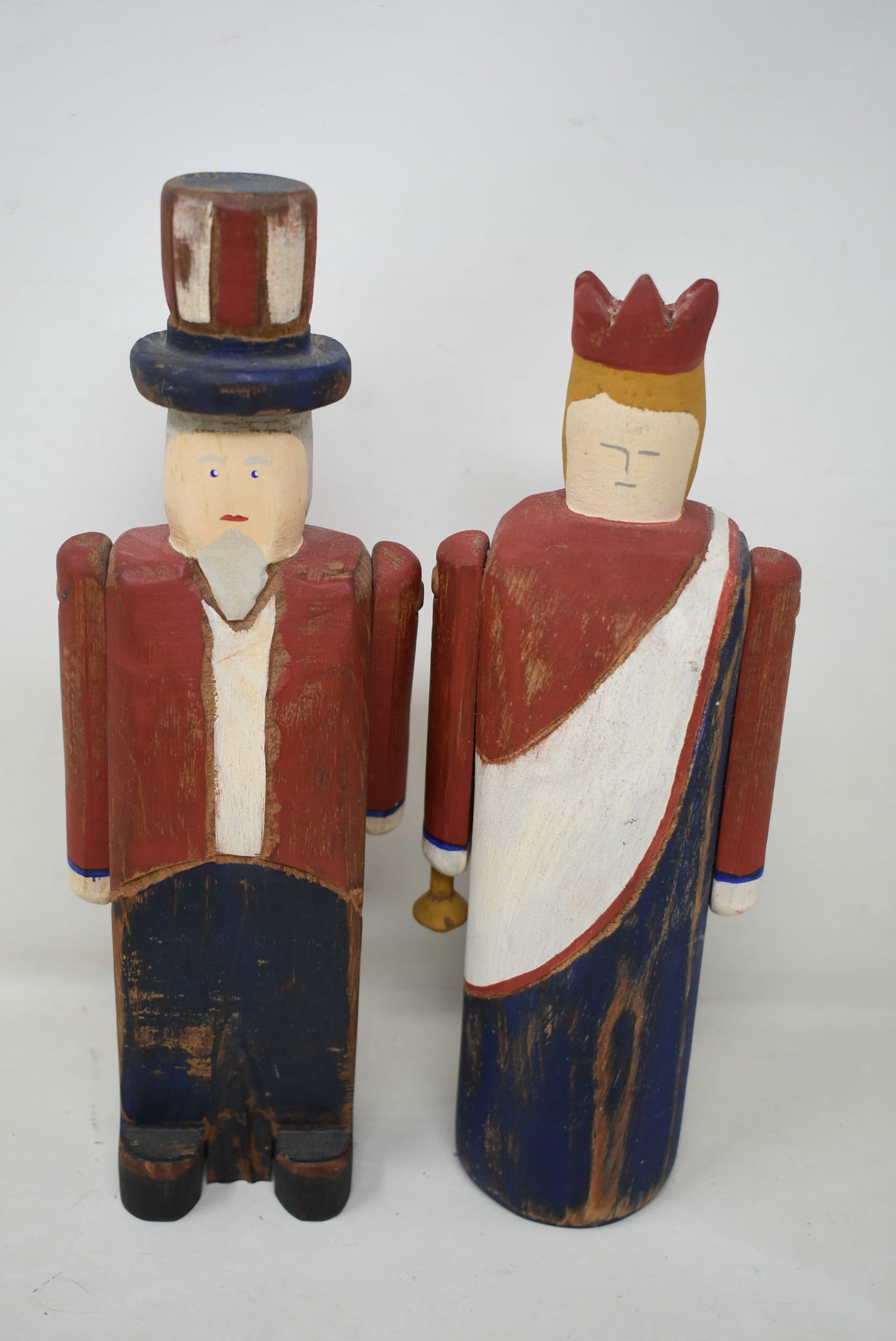 Pair of Wolf Creek Folk Art Carvings Uncle Sam & Lady Liberty (1 of 4)