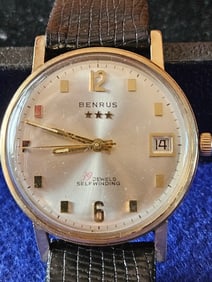 Vintage Men's 14k Gold Benrus 7001 Self-Winding Wristwatch 1960s