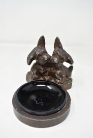 Metal Cute Puppies Ashtray with Glass Insert