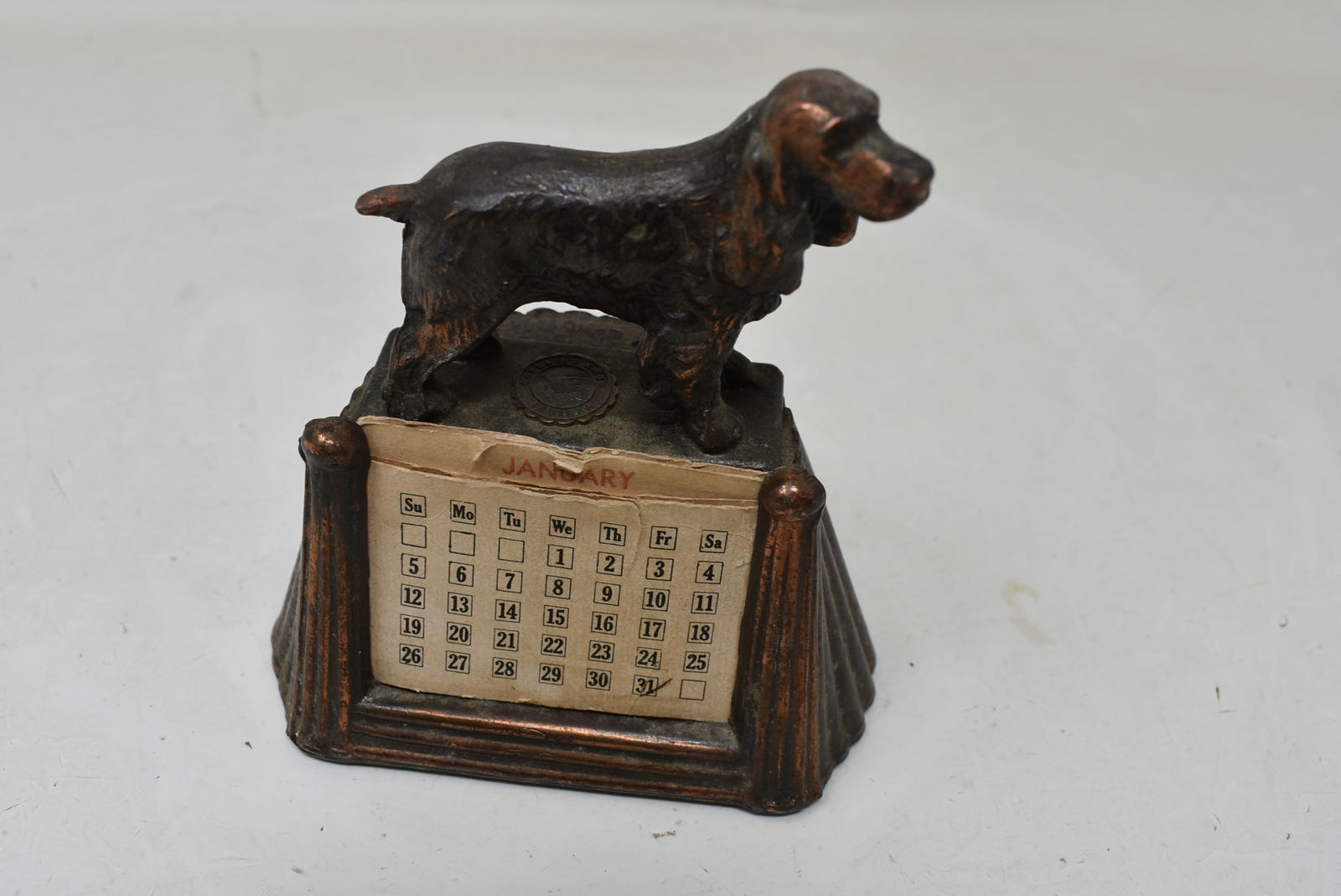 Vintage Dobbler's Knob Indiana Desk Calendar with Dog Souvenir: Vintage Dobblers Knob IN Souvenir Metal Desk Calendar with Dog. It measures 5"