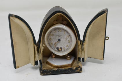 Vintage Fleur de Lys De Paris Mother of Pearl Lenox Travel Clock