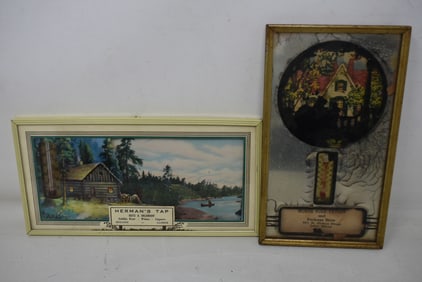 2 Vintage Illinois Tavern Advertising Thermometers 1950s