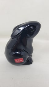 Baccarat 3" Black Glass Rabbit Bunny Signed
