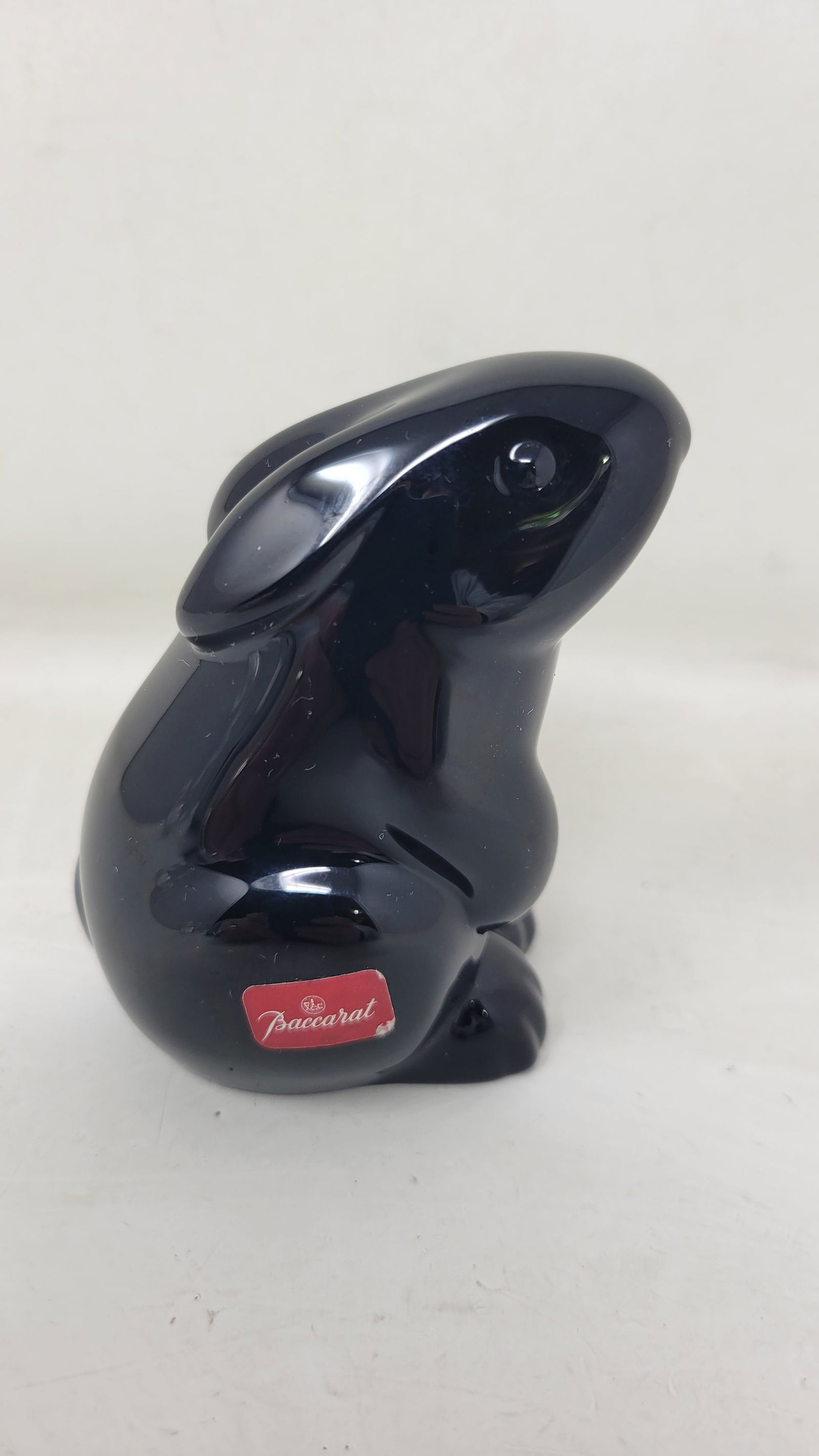 Baccarat 3" Black Glass Rabbit Bunny Signed (1 of 5)