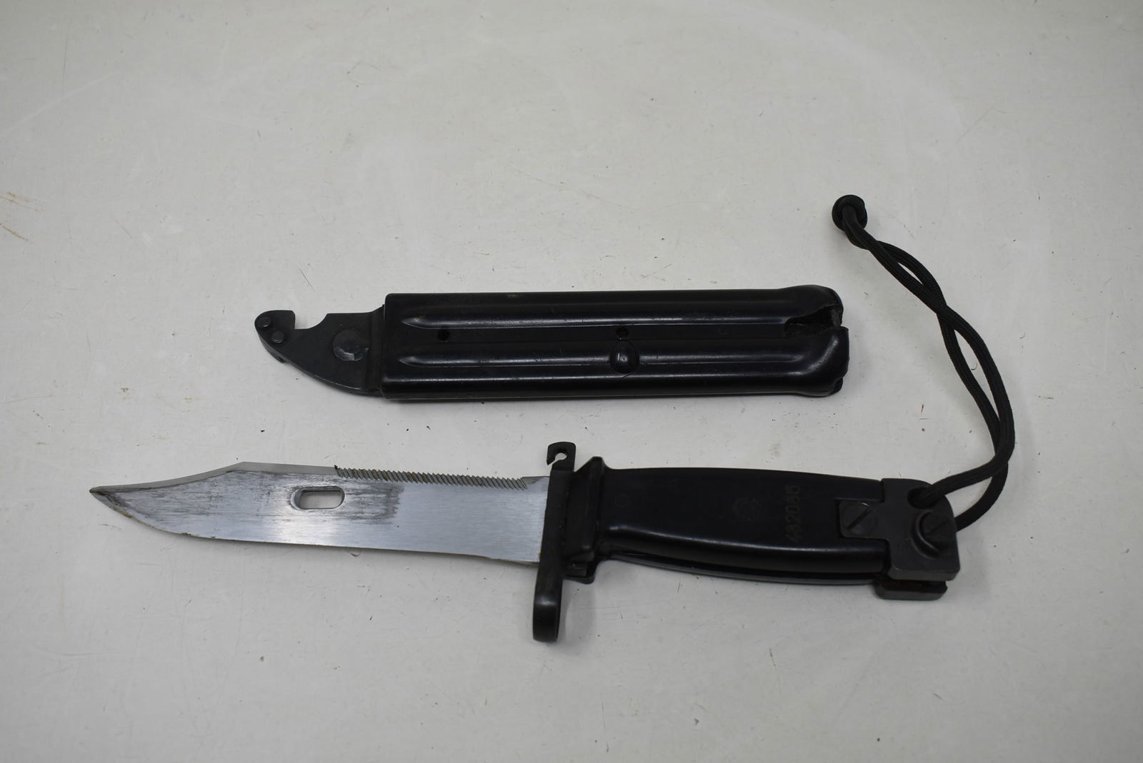 AK 47 Bayonet with Scabbard: AK-47 Bayonet with Scabbard, #482085. As shown.