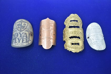 4 Vintage Bicycle Head Badge Tags