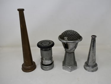 4 Vintage Fire Hose Nozzles