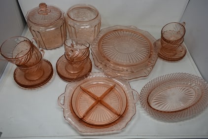 Group of Pink Depression Glass