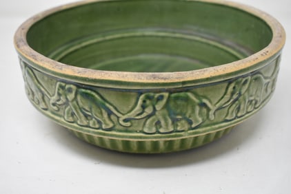 McCoy Pottery "Elephants on Parade" Bulb Bowl Planter 1920s