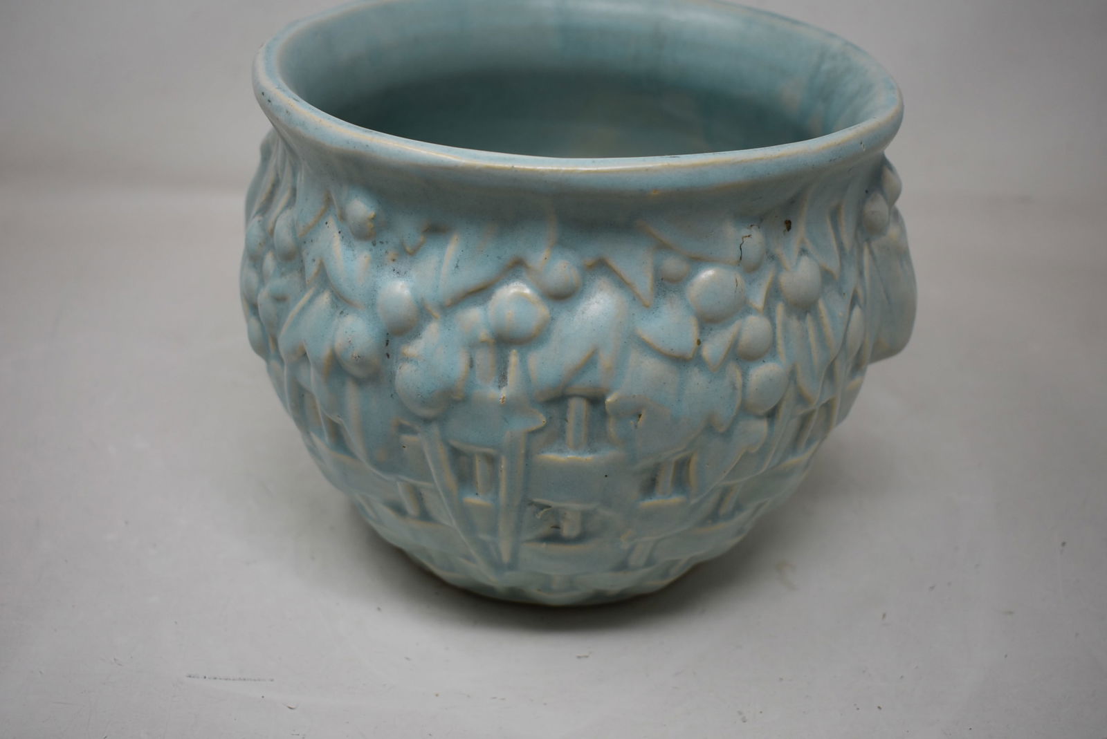 McCoy Pottery 8" Jardiniere Planter Blue Basket Weave (1 of 6)