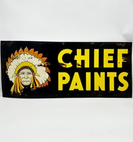 Chief Paints Vintage 28x12 Tin Sign