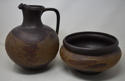 Royal Haeger Lava Earth Wrap Pitcher & Bowl