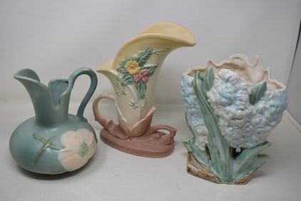 Lot of 3 Pieces Pottery McCoy, Hull & Weller